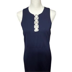 Catherine Malandrino Milan Navy Slimming Midi Dress Sz 6